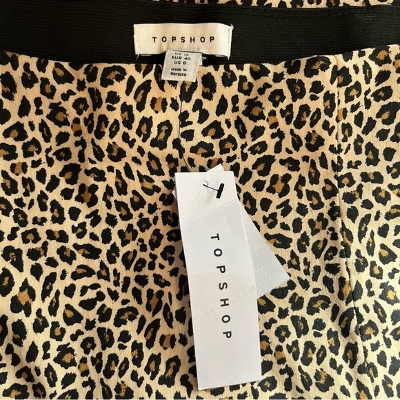 Topshop Women's Bengaline Mini Skirt in Tan Leopard Print Brown Size: 8 NWT - Picture 2 of 13